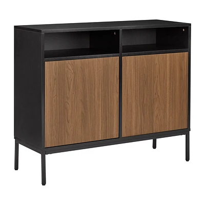 Two-door Black and Walnut Wooden Buffet
