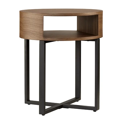 Metal and Walnut Side Table