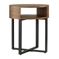 Metal and Walnut Side Table