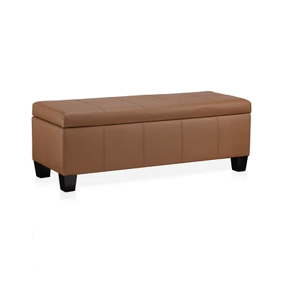 Rust Faux Leather Storage Bench