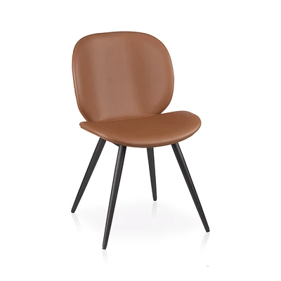 Rust Faux Leather and Black Metal Chair