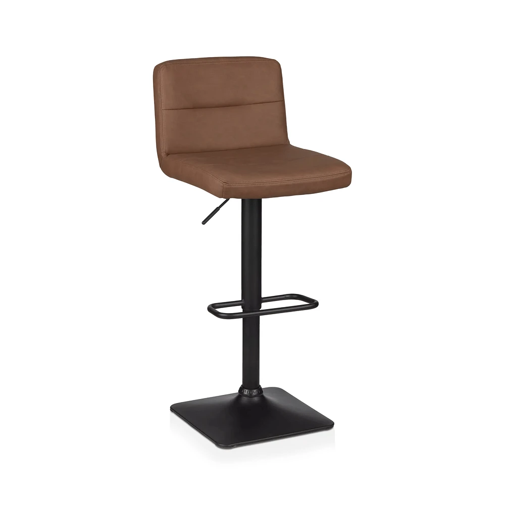 Rust Matte Faux Leather and Metal Adjustable Bar Stool