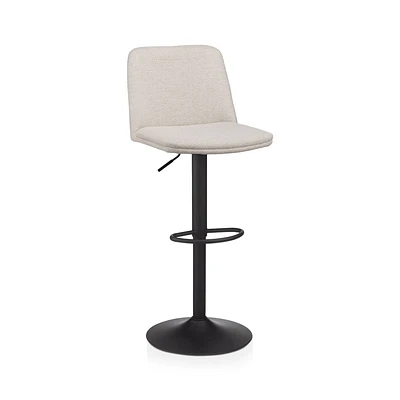 Oatmeal Fabric and Metal Adjustable Bar Stool