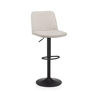 Oatmeal Fabric and Metal Adjustable Bar Stool