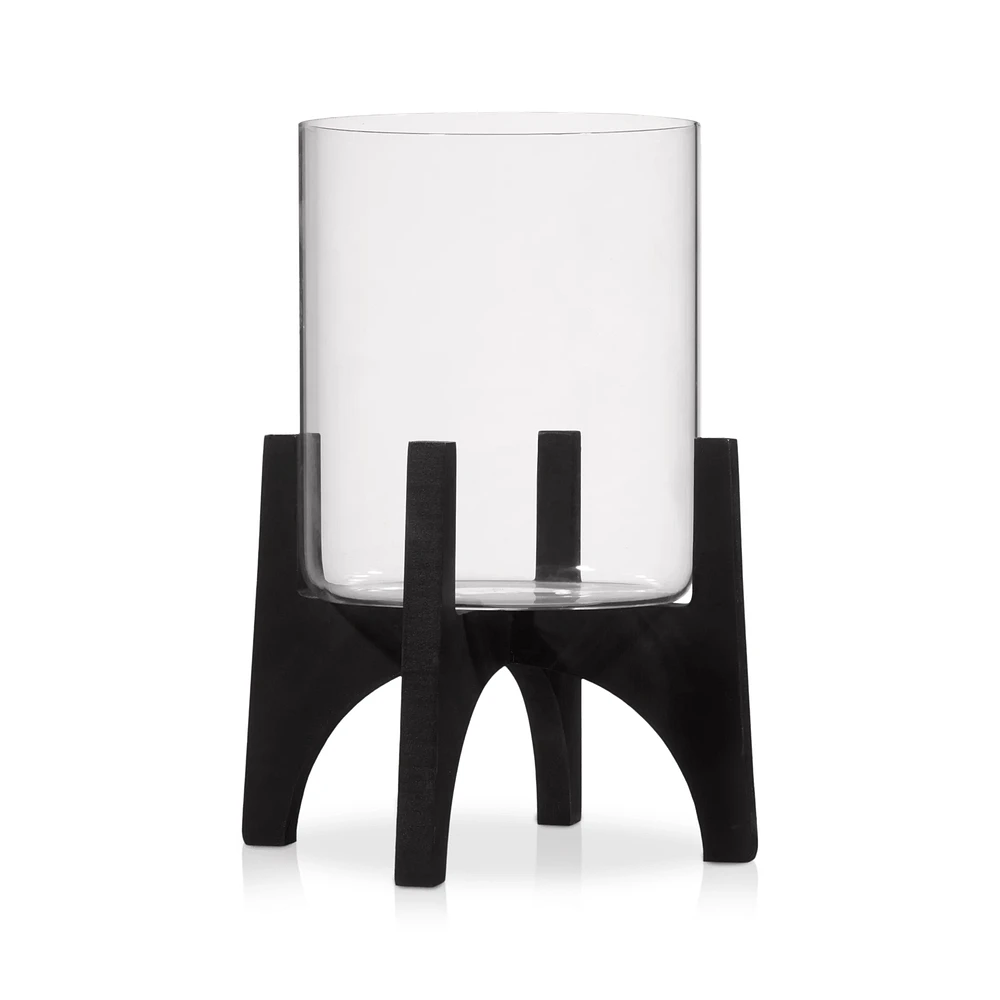 Glass Candle Holder on Black Stand