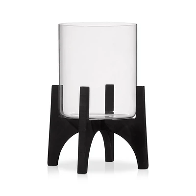 Glass Candle Holder on Black Stand