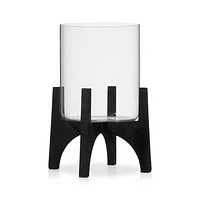 Glass Candle Holder on Black Stand