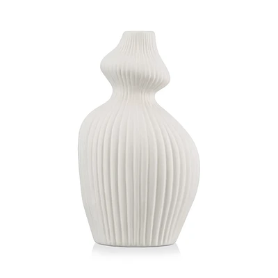 Wavy Ribbed Ceramic Vase