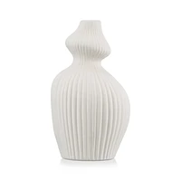 Wavy Ribbed Ceramic Vase