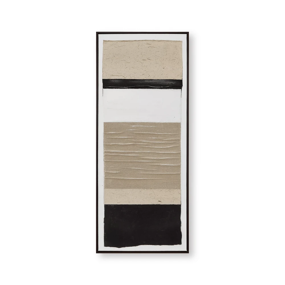 Oil Painted Abstract Lines Framed Art