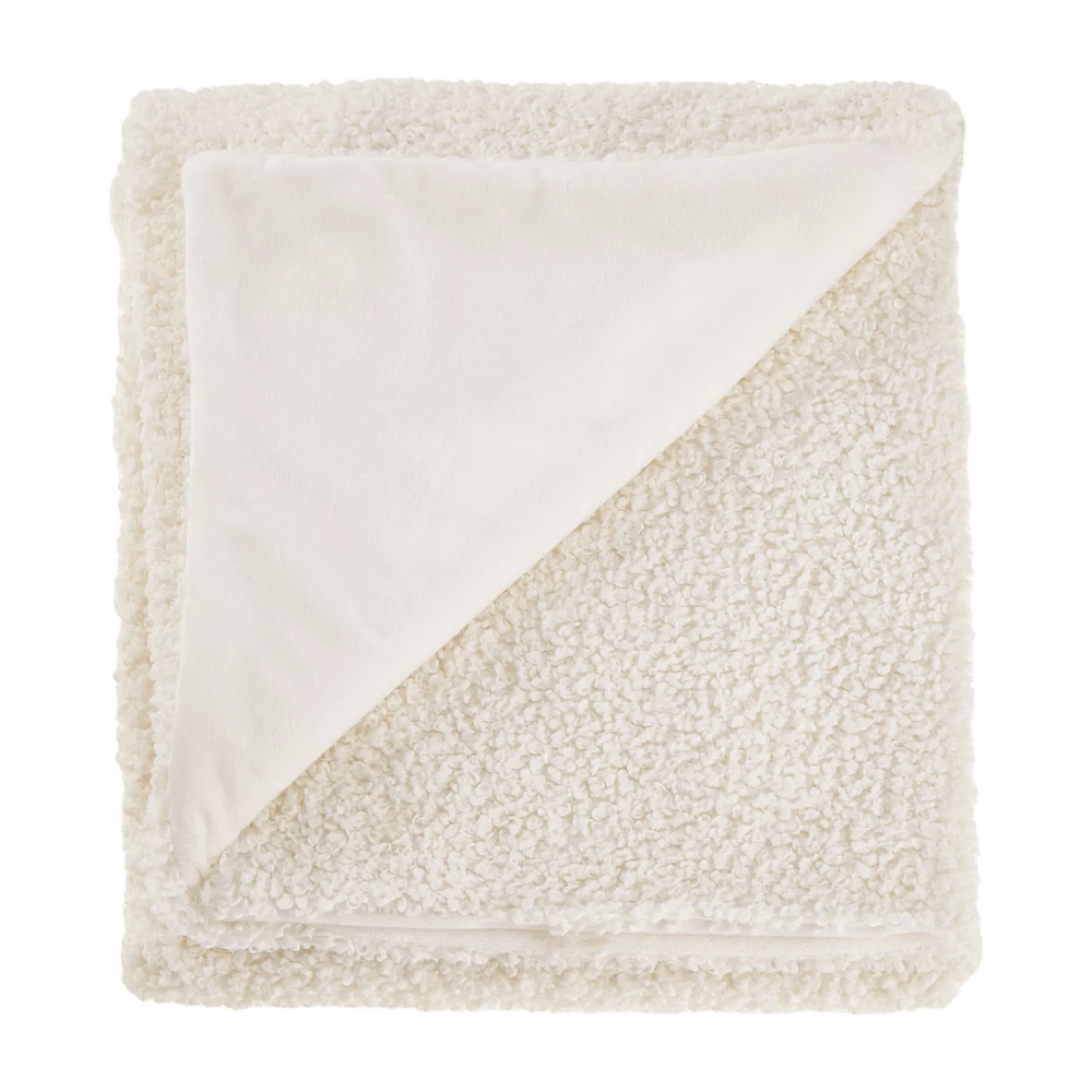 White Doodle Boucle Throw