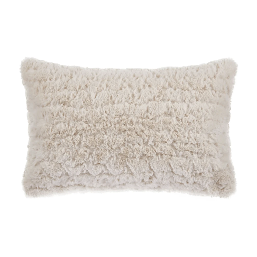 Light Beige Sheep Faux Fur Decorative Lumbar Pillow