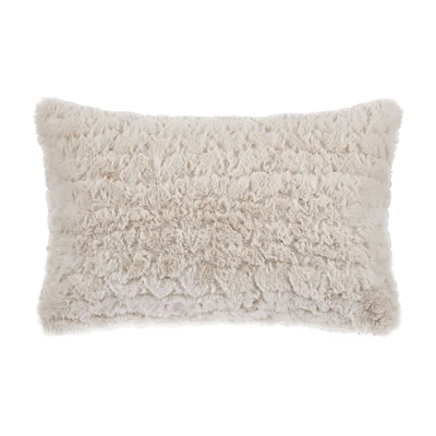 Light Beige Sheep Faux Fur Decorative Lumbar Pillow