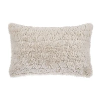 Light Beige Sheep Faux Fur Decorative Lumbar Pillow
