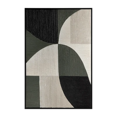 Green Color Block Abstract Framed Art
