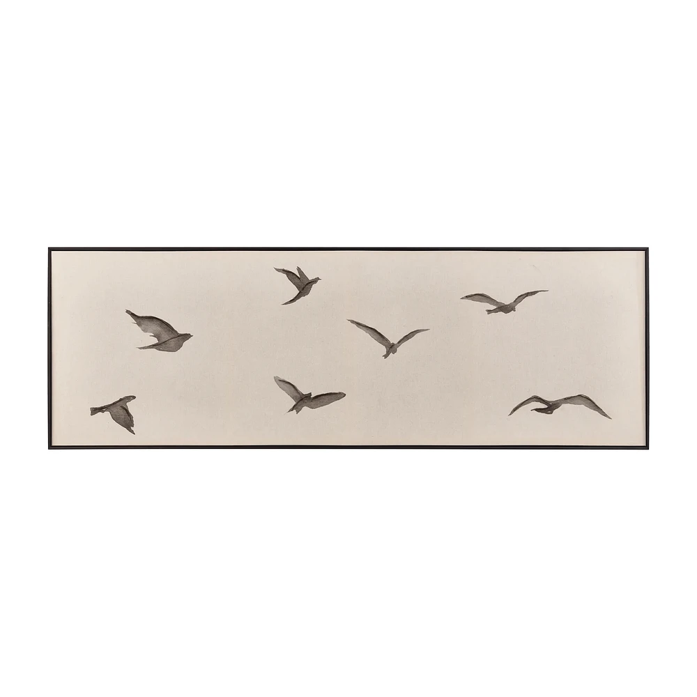 Black birds on linen framed art