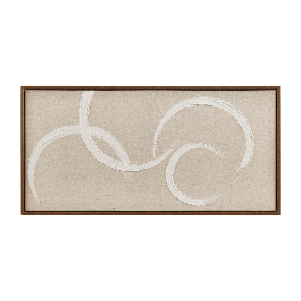Circles on Linen Oil Painted Framed Art