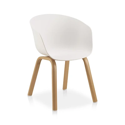 Plastic and Wood Metal Veneer Dining Chair