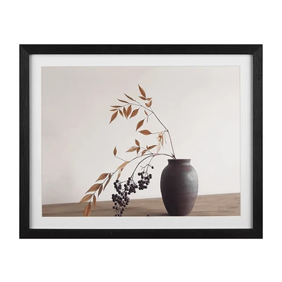 Leaves in Black Vase Framed Art