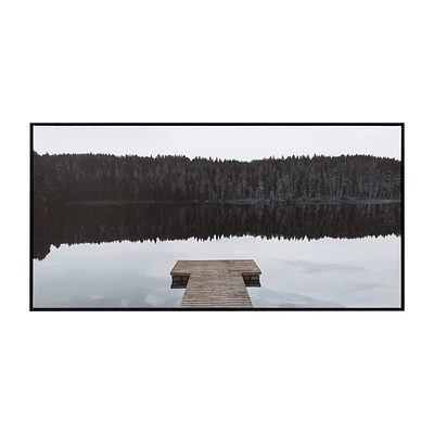 Dock with Mountain View Printed Canvas