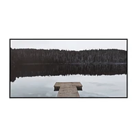 Dock with Mountain View Printed Canvas