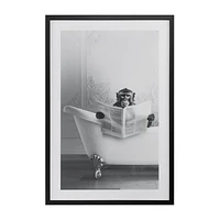 Monkey in Bathtub Printed Framed Canvas