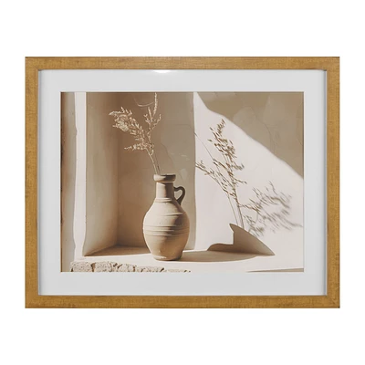Terracotta Vase with Pampas Framed Art