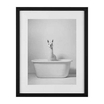 LLama in Bathtub Printed Framed Canvas
