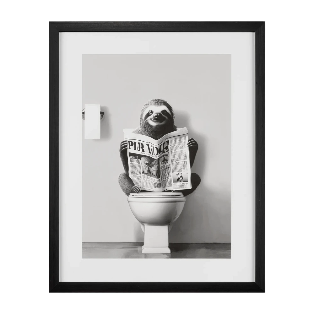 Sloth Reading Framed Art