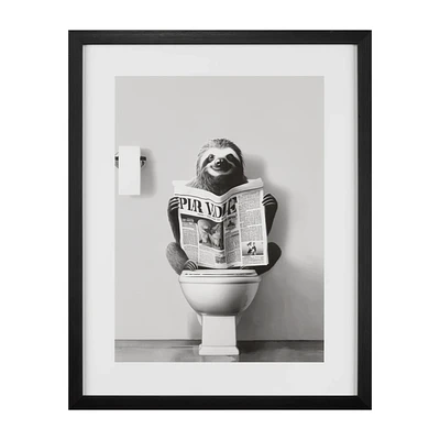 Sloth Reading Framed Art