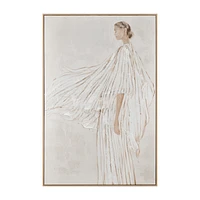 Lady in Wind Oil Painted Framed Art