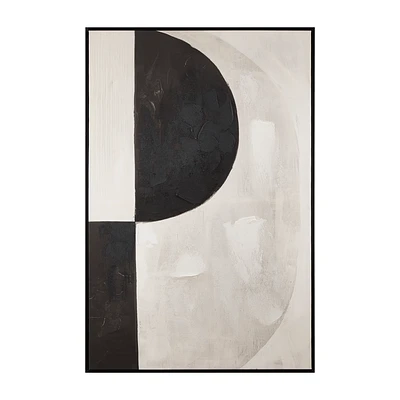 Black and White Abstract Oil Painted Framed Art