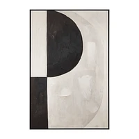 Black and White Abstract Oil Painted Framed Art
