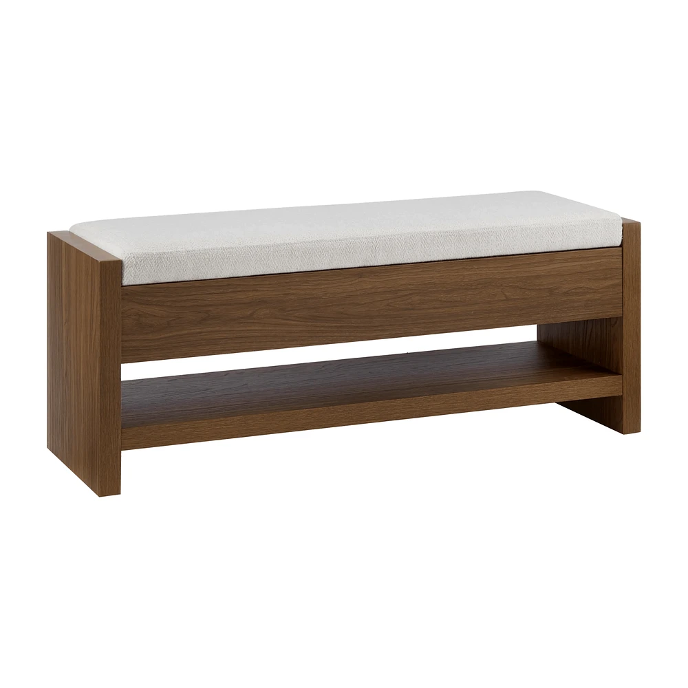 Fabric and Wood Bench