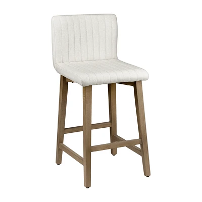 Fabric and Natural Wood Bar Stool