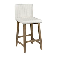 Fabric and Natural Wood Bar Stool