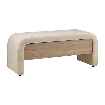 Fabric and Wood Bench with Storage