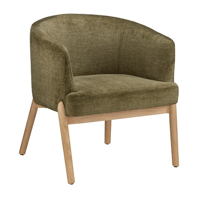 Fabric and Wood Accent Chair