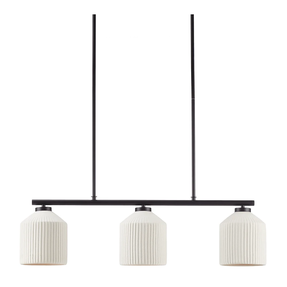 3-Bulb Metal and Ceramic Ceiling Lamp