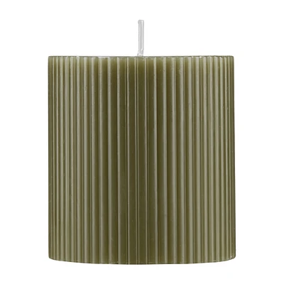 Green Ribbed Candle