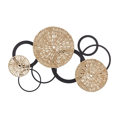 Rattan and Metal Circles Wall Art