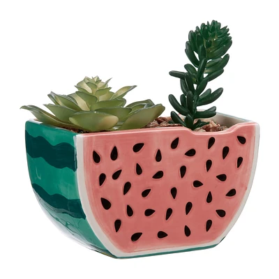 Greenery in Watermelon Pot