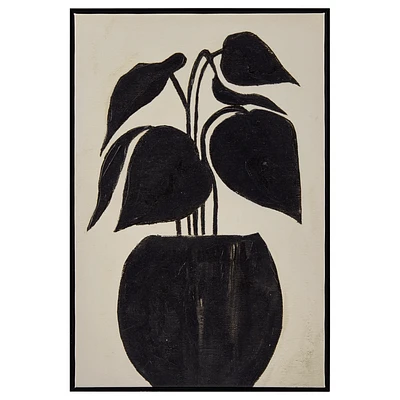Black Leaf in a Vase Framed Art