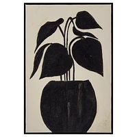 Black Leaf in a Vase Framed Art