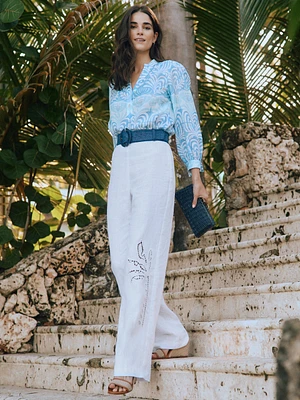 Kilian Embroidered Linen Pants