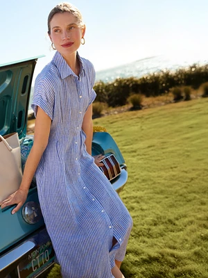 Ondine Linen Dress Stripe