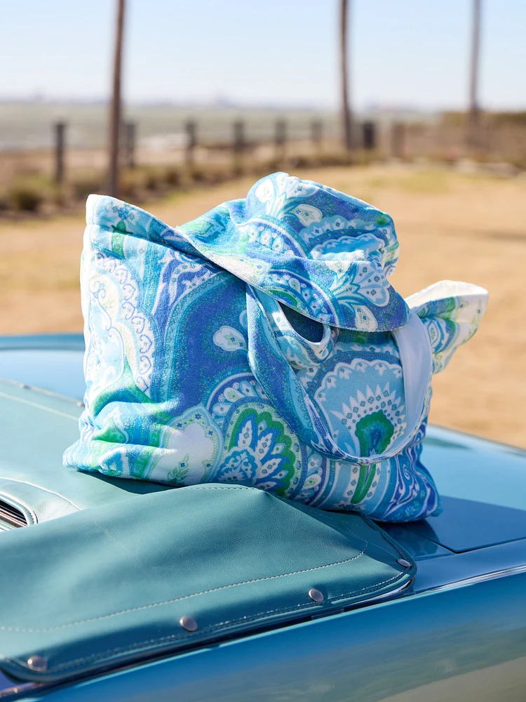 Frida Terrycoth Tote in Moroccan Paisley
