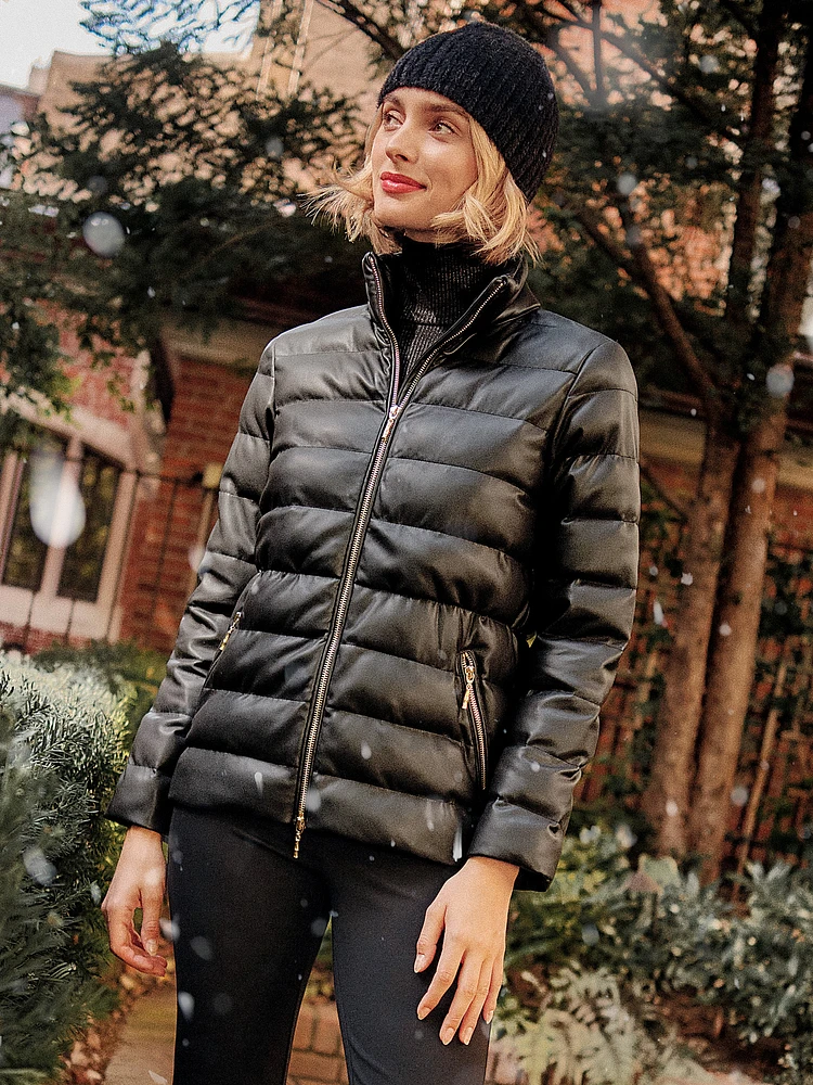 Sariah Vegan Leather Puffer Jacket