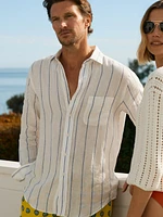 Gramercy Classic Fit Linen Shirt Wide Stripe