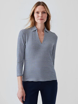 Aida 3/4 Sleeve Linen Top Stripe